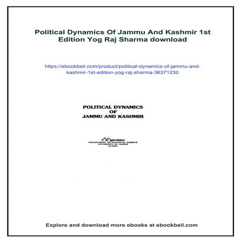 Political Dynamics Of Jammu And Kashmir 1st Edition Yog Raj Sharma | PDF