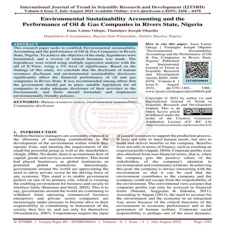 Sustainability Environmental Disclosure and Financial Performance of ...