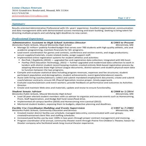 Lynne Chance Peterson Resume  Jan2016