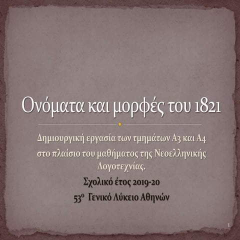 1821 names and personalities