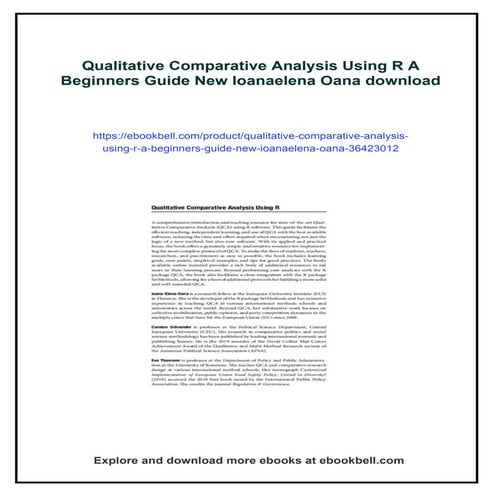 Qualitative Comparative Analysis Using R A Beginners Guide New ...