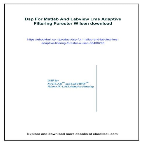 Dsp For Matlab And Labview Lms Adaptive Filtering Forester W Isen | PDF
