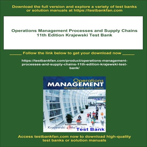 Operations Management Processes and Supply Chains 11th Edition Krajewski Test...