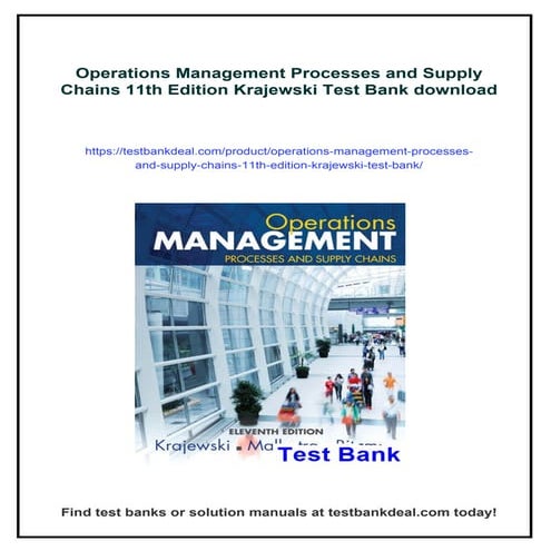 Operations Management Processes and Supply Chains 11th Edition Krajewski Test...