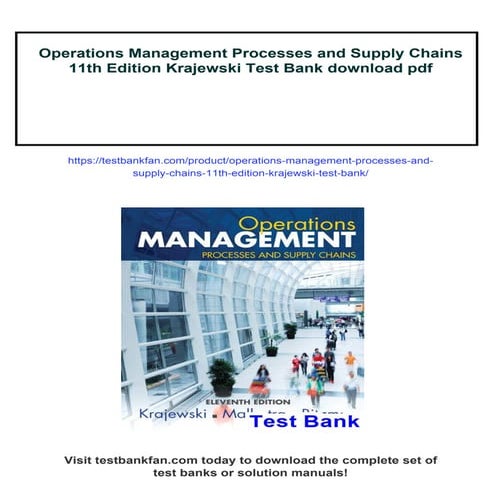 Operations Management Processes and Supply Chains 11th Edition Krajewski Test...