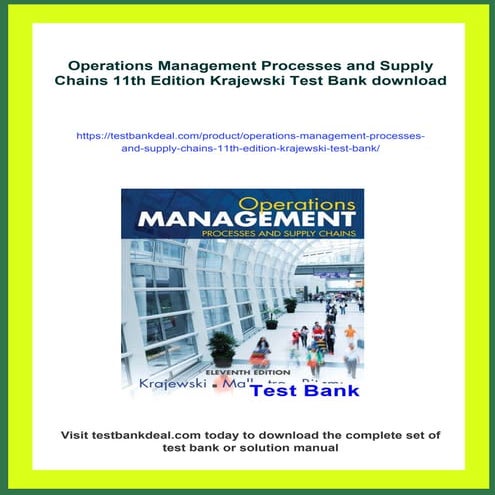 Operations Management Processes and Supply Chains 11th Edition Krajewski Test...
