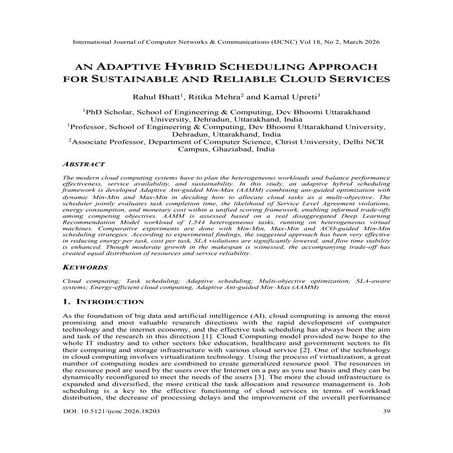 AN ADAPTIVE HYBRID SCHEDULING APPROACH FOR SUSTAINABLE AND RELIABLE ...