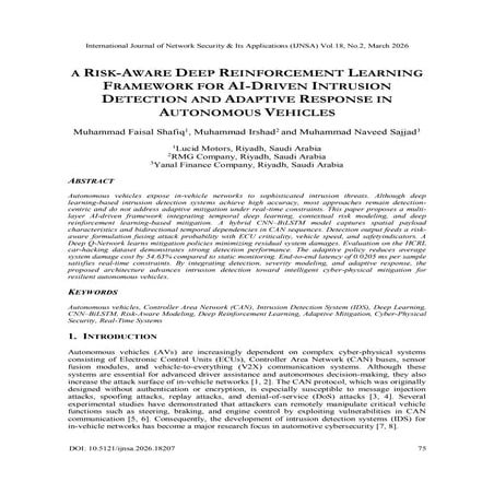 A RISK-AWARE DEEP REINFORCEMENT LEARNING FRAMEWORK FOR AI-DRIVEN ...