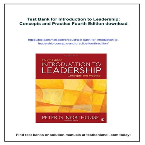 Test Bank for Introduction to Leadership: Concepts and Practice Fourth ...