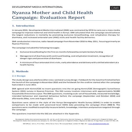 DMI Nyanza MCH Evaluation Report