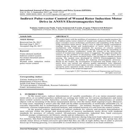Indirect Pulse-vector Control of Wound Rotor Induction Motor Drive in ANSYS E...