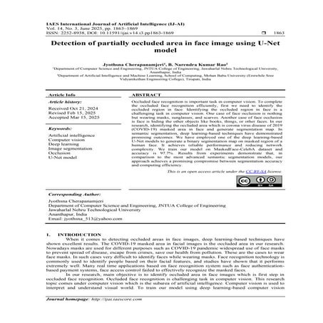 Detection of partially occluded area in face image using U-Net model