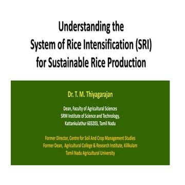1829 -  Understanding the System of Rice Intensification (SRI) for Sustainabl...