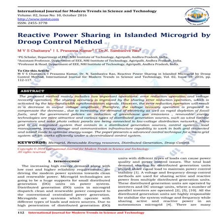 Reactive Power Sharing in Islanded Microgrid by Droop Control Method