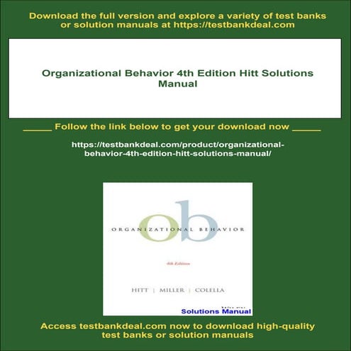 Organizational Behavior 4th Edition Hitt Solutions Manual