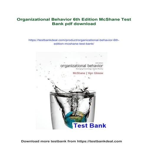 Organizational Behavior 6th Edition McShane Test Bank | PDF