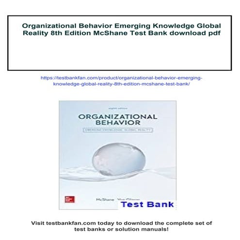 Organizational Behavior Emerging Knowledge Global Reality 8th Edition