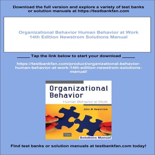 Organizational Behavior Human Behavior at Work 14th Edition Newstrom ...