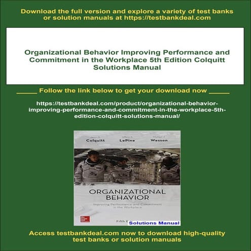 Organizational Behavior Improving Performance and Commitment in the Workplace...