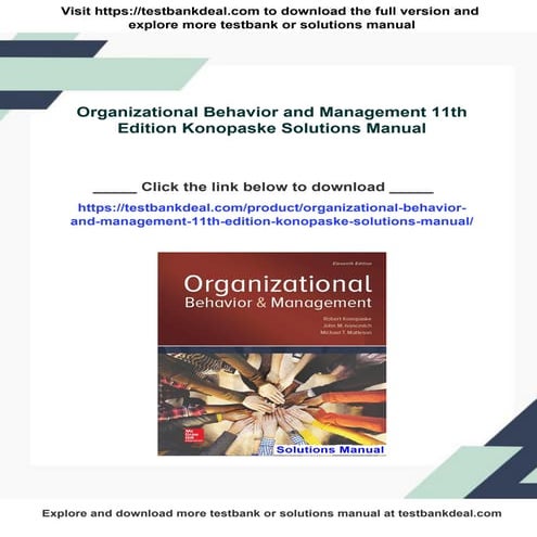 Organizational Behavior and Management 11th Edition Konopaske Solutions Manual