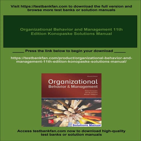 Organizational Behavior and Management 11th Edition Konopaske Solutions Manual