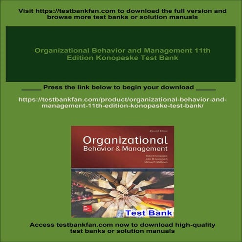 Organizational Behavior and Management 11th Edition Konopaske Test Bank