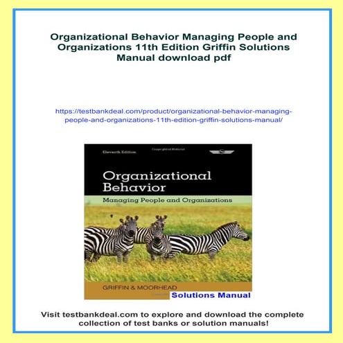 Organizational Behavior Managing People and Organizations 11th Edition Griffi...