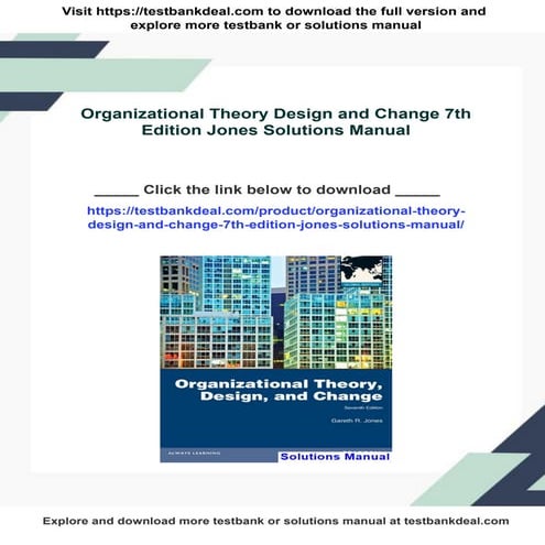 Organizational Theory Design and Change 7th Edition Jones Solutions ...