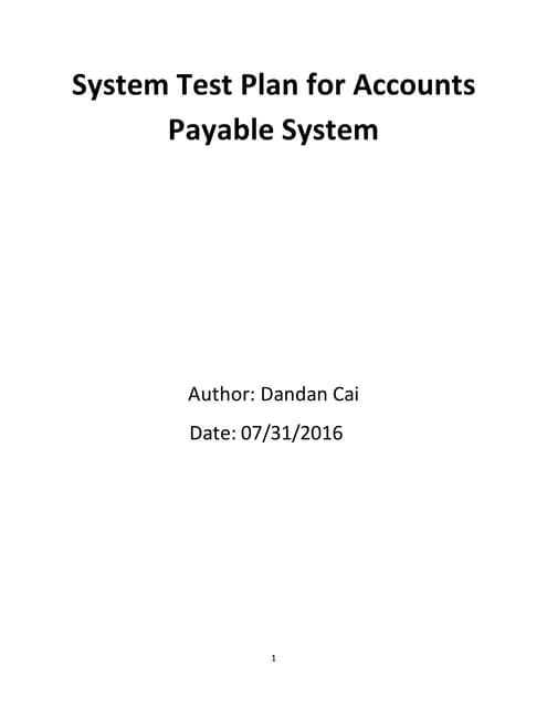 System Test Plan for Accounts Payable System