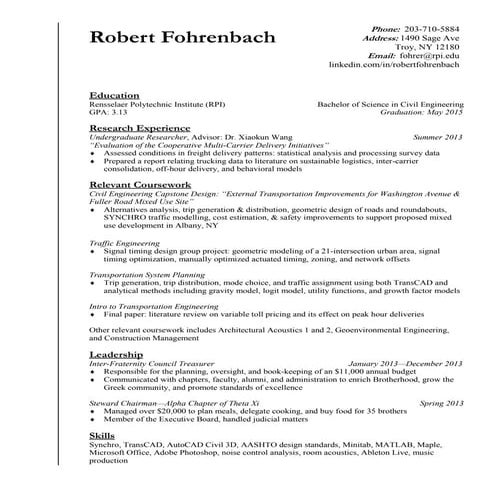 RobertFohrenbach Resume