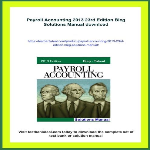 Payroll Accounting 2013 23rd Edition Bieg Solutions Manual