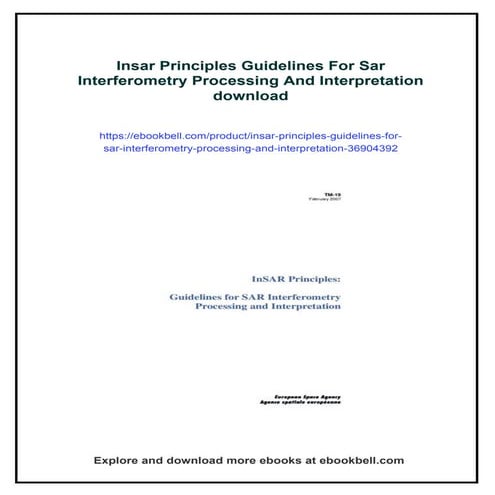 Insar Principles Guidelines For Sar Interferometry Processing And ...