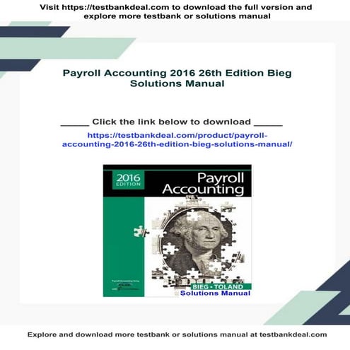 Payroll Accounting 2016 26th Edition Bieg Solutions Manual