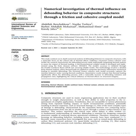 Numerical investigation of thermal influence on debonding behavior in composite structures through a friction and cohesive coupled model