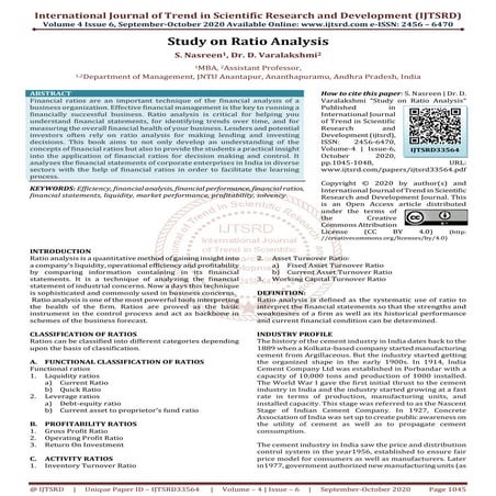 Study on Ratio Analysis
