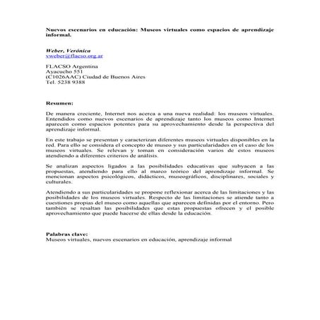 Nuevos escenarios en educación: Museos virtuales como espacios de ...