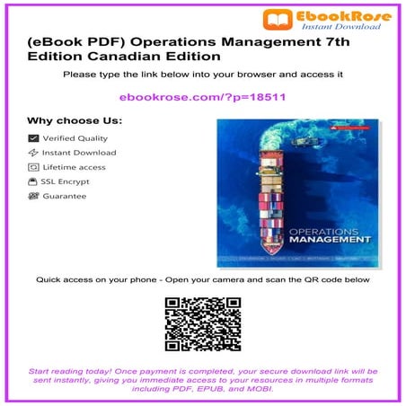 (eBook PDF) Operations Management 7th Edition Canadian Edition | PDF