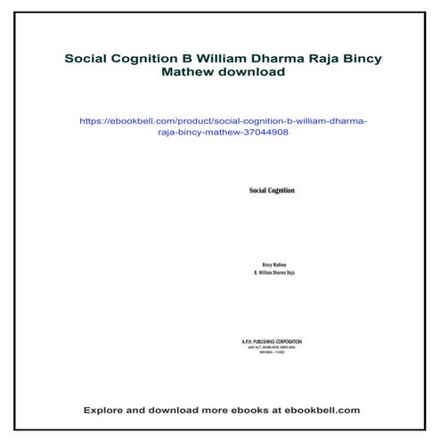 Social Cognition B William Dharma Raja Bincy Mathew