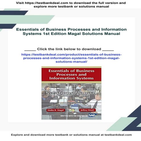 Essentials of Business Processes and Information Systems 1st Edition Magal So...