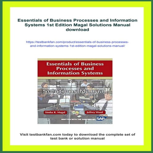 Essentials of Business Processes and Information Systems 1st Edition Magal So...