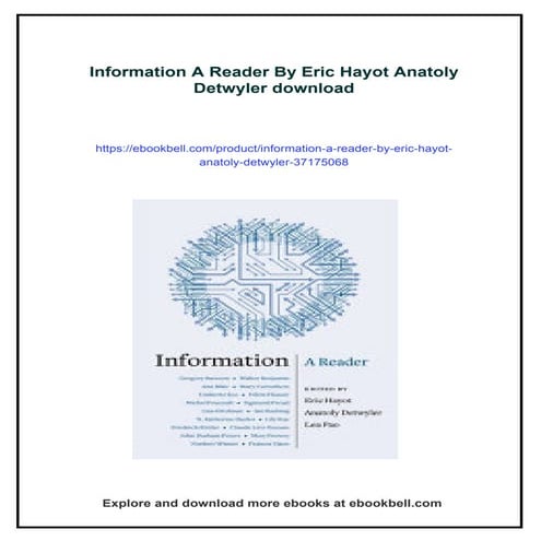 Information A Reader By Eric Hayot Anatoly Detwyler