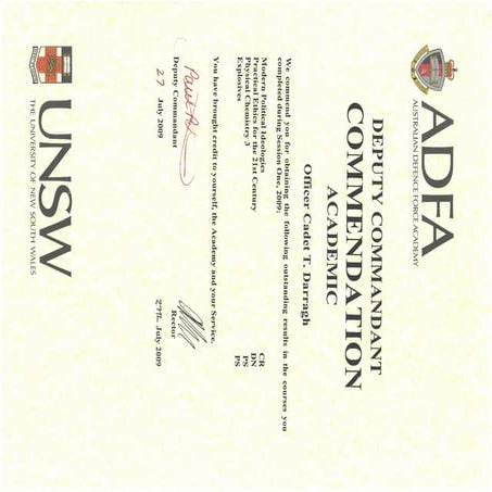 071207 - Deputy Commandant Commendation Academic | PDF