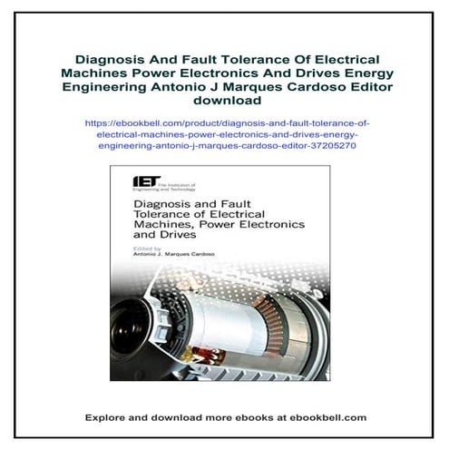 Diagnosis And Fault Tolerance Of Electrical Machines Power Electronics And Dr...
