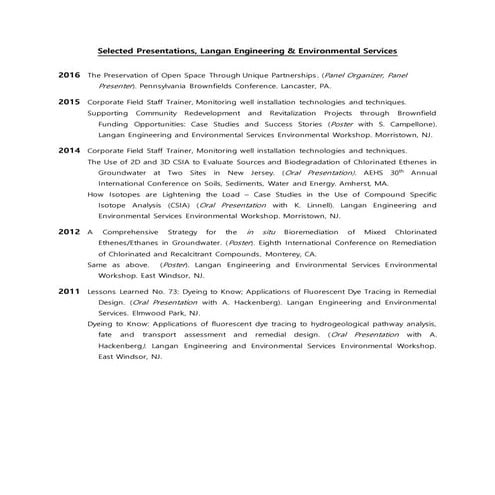 Selected Presentations-Langan