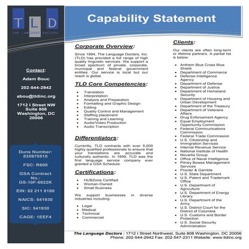 TLD Capability Statement | PDF