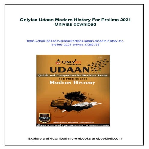 Onlyias Udaan Modern History For Prelims 2021 Onlyias | PDF
