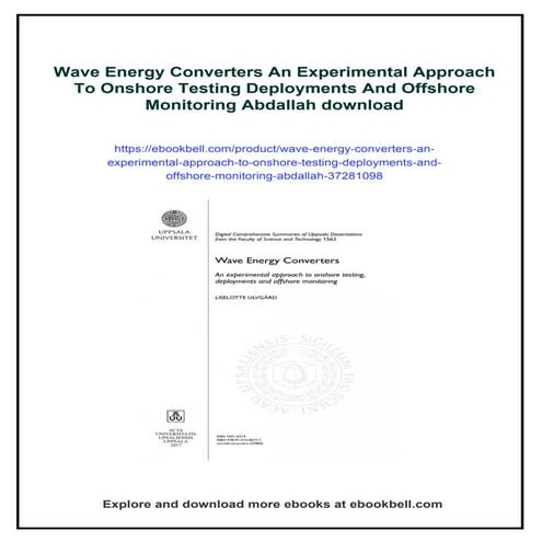 Wave Energy Converters An Experimental Approach To Onshore Testing Deployment...