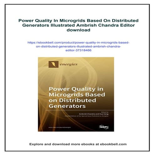 Power Quality In Microgrids Based On Distributed Generators Illustrated Ambri...