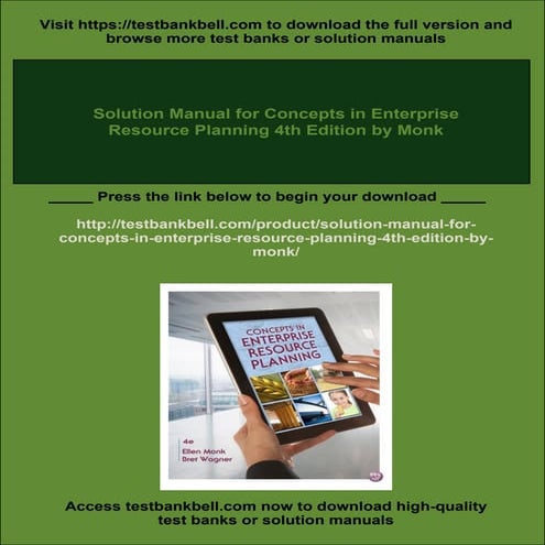 Solution Manual for Concepts in Enterprise Resource Planning 4th Edition by Monk