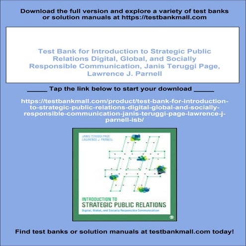 Test Bank for Introduction to Strategic Public Relations Digital, Global, and...